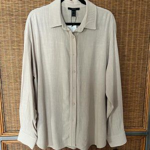 FOREVER 21 Long Sleeve Shirt / Beige - NEW - Size: L